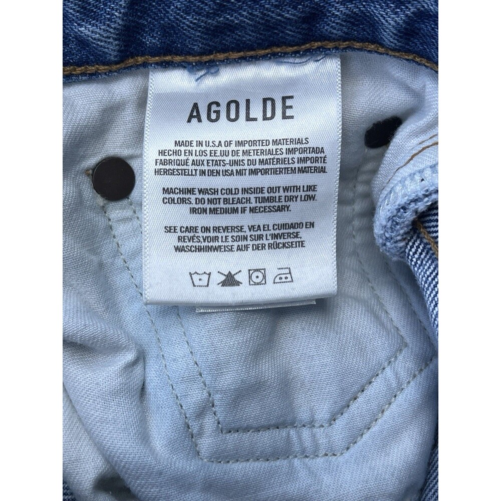 Agolde 90s Pinch Waist High Rise Jeans Women’s Size 28 Button Fly Distressed Hem - Picture 8 of 9